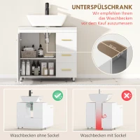 HOMCOM Badezimmer-Unterschrank, 3-stufiges Design, MDF, Spanplatte, Weiß(m-4)