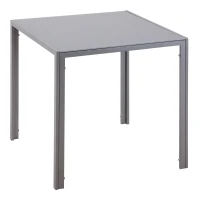 HOMCOM Table à manger pour 4 personnes, table de cuisine avec plateau en verre trempé et pieds en métal, 75 x 75 x 75 cm, gris(m-12)