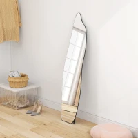 HOMCOM Miroir sur Pied en Pied sans Cadre Miroir sur Pied Forme Irrégulière avec Support 40x4x160 cm Noir et Argent(m-5)