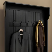 HOMCOM Móvel Cabide de Entrada com Banco Armário de Entrada com Cabide 5 Ganchos e Espaço de Armazenamento 96x34x179,7 cm Preto(m-7)