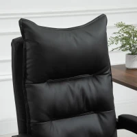 Vinsetto Fauteuil de bureau, chaise bureau ergonomique en similicuir avec large assise rembourrée, dossier inclinable, hauteur réglable, accoudoirs et repose-pied intégrés, charge 135 Kg, noir(m-12)