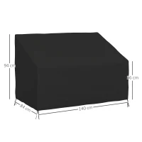 Outsunny Capa Protetora para Banco 2 Lugares Capa Protetora de Móveis Impermeável Exterior Jardim Proteção contra Chuva e Sol 140x84x56/94 cm Preto(m-3)