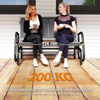 Outsunny 2-Sitzer Schaukelstuhl Gartenbank mit Schaukelmechanismus Gartenschaukel Sitzbank aus Metall Parkbank bis 200 kg belastbar Gartenmöbel für Garten, Terrasse, Veranda 120 x 70 x 85 cm Grau(m-7)