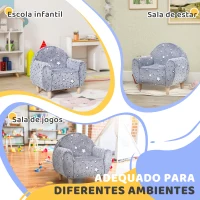 AIYAPLAY Poltrona para Crianças com Desenho de Estrelas que Brilham no Escuro Tecido Suave de Veludo 55x40x55 cm Cinzento(m-7)