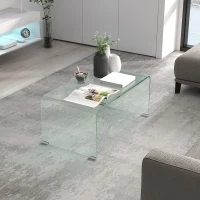 HOMCOM Table basse en verre table de salon rectangulaire design moderne en verre trempé avec bords arrondis sûrs transparent(m-10)