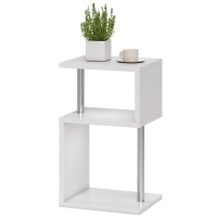 HOMCOM Table d'Appoint avec Lumière LED de 3 Niveaux avec Etagères et Structure en Aluminium pour Salon Chambre à Coucher 44x38x75 cm Blanc