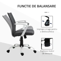 Vinsetto Scaun de Birou Ergonomic și Pivotant pentru Birou, Gri Închis(m-5)