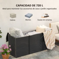 Outsunny Bolsa de Almacenamiento para Cojines de Jardín Impermeable 720L Oxford Resistente con Asas 125x40x55cm Negro(m-5)