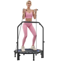 SPORTNOW Trampolino Fitness Pieghevole Ø102 cm con Manubrio Regolabile, Struttura in Acciaio, Blu e Nero(m-7)