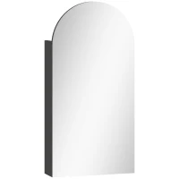 HOMCOM Arched Bathroom Mirror Cabinet with Adjustable Glass Shelves - Black(m-1)