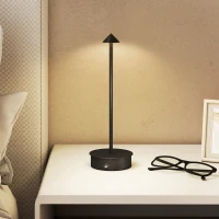 HOMCOM Touch-LED-Tischlampe mit USB zum Aufladen, einstellbar 3000K/4500K/6500K, 4-8 Stunden Akkulaufzeit, Schwarz(m-5)