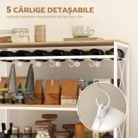 HOMCOM Cărucior Multifuncțional cu 4 Nivele cu Suport pentru Sticle și 5 Cârlige Detașabile(m-6)