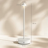 HOMCOM Conjunto de 2 Candeeiros de Mesa Recarregáveis por USB Reguláveis com Controlo Táctil 3000K/4500K/6500K Ø10x30 cm Branco(m-3)