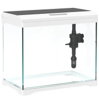 PawHut Acquario per Pesci Rossi 17L con Luci LED, Pompa d'Acqua e Sistema di Filtraggio, 35x21x31 cm, Bianco(m-1)