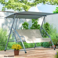 Outsunny Auflagen-Set für Hollywoodschaukel 170 cm Stuhlkissen Schaukelauflage Sitzkissen Gartenschaukel Gartenpolster Rückenkissen Seitenkissen Beige(m-9)