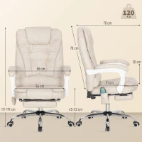 Vinsetto Massagesessel und Heizung Bürostuhl, ergonomischer Bürostuhl, neigbare Rückenlehne, 65x70x111-119cm, Creme(m-3)