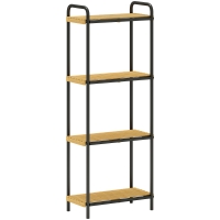 HOMCOM Estante de Casa de Banho de Bambu de 3 Níveis Estante de Armazenamento com 3 Prateleiras Ripas e Estrutura de Aço 41,5x21,5x106 cm Madeira e Preto