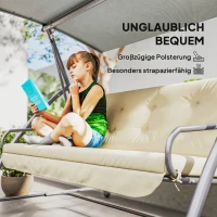 Outsunny Auflagen-Set für Hollywoodschaukel 170 cm Stuhlkissen Schaukelauflage Sitzkissen Gartenschaukel Gartenpolster Rückenkissen Seitenkissen Beige(m-7)