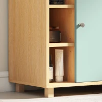 HOMCOM Mueble bajo lavabo, mueble de baño con 6 estantes abiertos y puerta de cierre suave 60 x 33 x 57 cm, verde(m-5)