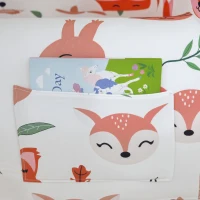 AIYAPLAY Sofá para Crianças com Estampa de Raposas com Capa Removível e Lavável Bolso Lateral Apoio de Braços 54x40x43 cm Branco(m-9)