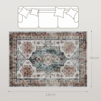 HOMCOM Covor Vintage Antiderapant și Lavabil cu Fir Scurt 230x160cm Multicolor(m-3)