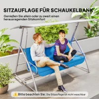 Outsunny Auflagen-Set für Hollywoodschaukel 170 cm Stuhlkissen Schaukelauflage Sitzkissen Gartenschaukel Gartenpolster Rückenkissen Seitenkissen Blau(m-6)