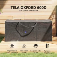 Outsunny Bolsa de Almacenamiento para Cojines de Jardín Impermeable 720L Oxford Resistente con Asas 125x40x55cm Negro(m-4)