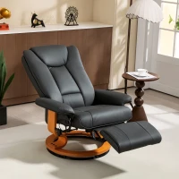 HOMCOM Relaxsessel mit Liegefunktion, drehbar, bis 150 kg, Kunstlederbezug, Stahlrahmen, Dunkelgrau(m-2)