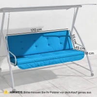 Outsunny Auflagen-Set für Hollywoodschaukel 170 cm Stuhlkissen Schaukelauflage Sitzkissen Gartenschaukel Gartenpolster Rückenkissen Seitenkissen Blau(m-3)
