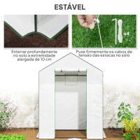 Outsunny Estufa de Jardim Pequena de 3 Níveis com 6 Prateleiras Porta Enrolável e Capa de PE 143x74x190 cm Branco(m-7)