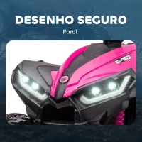 HOMCOM Quadriciclo Elétrico para Crianças de 3-5 Anos Veículo Eléctrico a Bateria 12V com 2 Motores 83x53x55,5 cm Rosa(m-6)