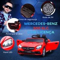 AIYAPLAY Carro Elétrico Mercedes SLC 300 12V com Controlo Remoto Faróis LED Música TF USB e Abertura da Porta 3-5km/h 107x62,5x44 cm Vermelho(m-6)