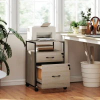 Vinsetto Bloco de Gavetas com Fechadura Rodas 2 Gavetas Barra Suspensa para Papéis A4 e Carta e 2 Chaves 44x40x66,5 cm Madeira(m-2)