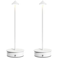 HOMCOM Conjunto de 2 Candeeiros de Mesa Recarregáveis por USB Reguláveis com Controlo Táctil 3000K/4500K/6500K Ø10x30 cm Branco(m-10)