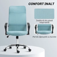 HOMCOM Scaun de Birou Ergonomic cu Înălțime Reglabilă și Spătar din Plasă, Verde(m-7)