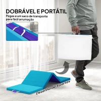 SPORTNOW Tapete de Ginástica Dobrável Tapete de Exercício com Pegas de Transporte e Bolsa 180x60x5 cm Azul e Roxo(m-4)