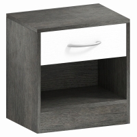 HOMCOM Noptieră Modernă cu Raft Deschis și Sertar, Alb și Gri închis