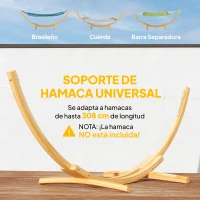 Outsunny Soporte para Hamaca de Madera 325x120x118 cm Estructura para Hamaca Carga Máx. 120 kg para Jardín Terraza Interiores y Exteriores Natural(m-4)