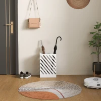 HOMCOM Suporte para Guarda-Chuvas de Aço Galvanizado Estreito com Bandeja de Gotejamento Removível 4 Ganchos 28x14x41 cm Branco(m-8)