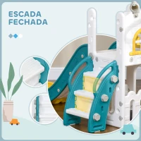 AIYAPLAY Escorrega Infantil 4 em 1 para Crianças com Cesto de Basquetebol Telescópio Escalador e Espaço de Arrumação 70x177x92 cm Amarelo e Verde(m-6)