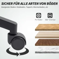 HOMCOM Netz-Bürostuhl, verstellbarer Schreibtischstuhl mit Netzstoff-Rückenlehne, rollbar, mit Kippfunktion, Schwarz(m-8)