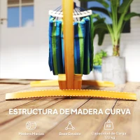 Outsunny Soporte para Hamaca de Madera 325x120x118 cm Estructura para Hamaca Carga Máx. 120 kg para Jardín Terraza Interiores y Exteriores Natural(m-5)