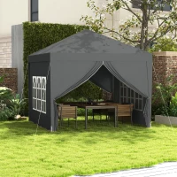 Outsunny Tonnelle tente de réception barnum pop-up pliant 3 x 3 m 4 parois amovibles + sac de transport gris(m-10)