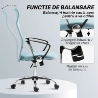 HOMCOM Scaun de Birou Ergonomic cu Înălțime Reglabilă și Spătar din Plasă, Verde(m-6)