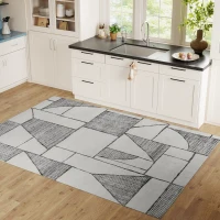 HOMCOM Covor Modern Antiderapant cu Linii Geometrice din Poliester, Multicolor(m-9)
