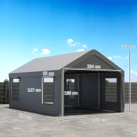 Outsunny Tenda Garagem Tenda para Carro 6x3,6 m Impermeável com Tecido PE Resistente Estrutura de Aço Paredes Removíveis Cinzento Escuro(m-3)