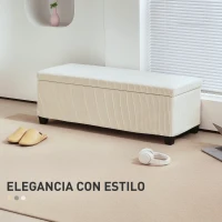 HOMCOM Banco Almacenaje Capacidad de 84 L 112x42x40cm Tapizado en Pana Pie de Cama para Sala de Estar Dormitorio Beige(m-4)