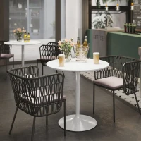 HOMCOM Mesa de Comedor Redonda Mesa de Cocina para 2 Personas con Base de Acero y Almohadilla Antideslizante Ø80x75 cm Blanco(m-8)