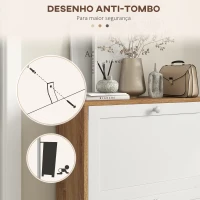 HOMCOM Sapateira Estreita com 2 Portas Prateleiras Ajustáveis para 12 Pares de Sapatos 60x24,5x75,5 cm Mdeira e Branco(m-7)