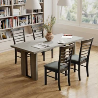 HOMCOM Tavolo da Pranzo in Stile Industriale per 8 Persone max, in Legno e Acciaio, 180x80x75 cm, Grigio(m-9)